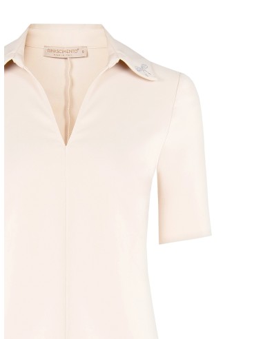 Pólo em tecido Bi-Stretch com laços de strass no colarinho Rinascimento