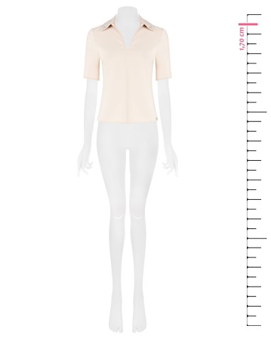 Pólo em tecido Bi-Stretch com laços de strass no colarinho Rinascimento