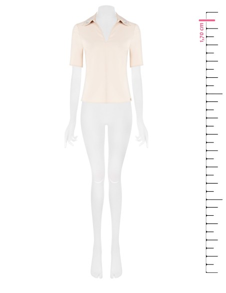 Pólo em tecido Bi-Stretch com laços de strass no colarinho Rinascimento