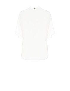 Blusa de georgette com decote em V e gola Rinascimento 2