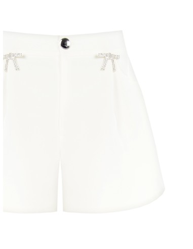 Calças curtas de tecido técnico folgado com alfinetes de laço em strass Rinascimento