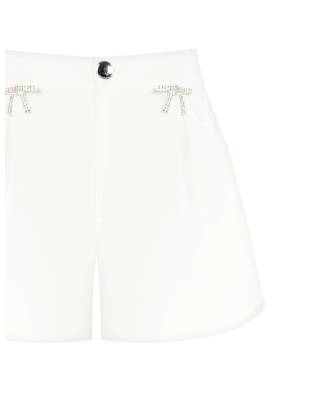 Calças curtas de tecido técnico folgado com alfinetes de laço em strass Rinascimento