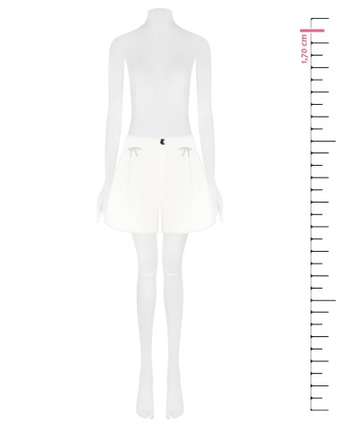 Calças curtas de tecido técnico folgado com alfinetes de laço em strass Rinascimento