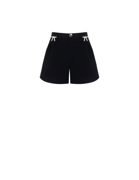 Calças curtas de tecido técnico folgado com alfinetes de laço em strass Rinascimento