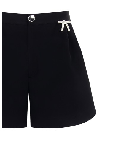 Calças curtas de tecido técnico folgado com alfinetes de laço em strass Rinascimento