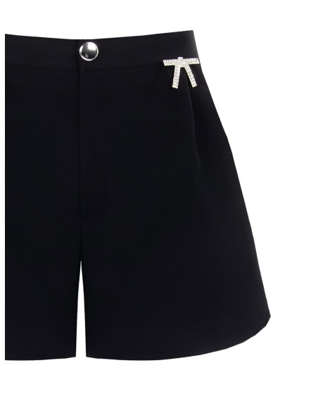 Calças curtas de tecido técnico folgado com alfinetes de laço em strass Rinascimento