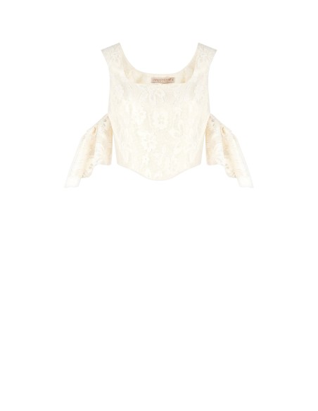 Rinascimento Top de renda com corpete e lurex