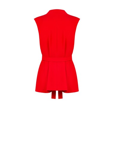 Blazer aberto sem mangas em tecido fluido com cinto coordenado Rinascimento