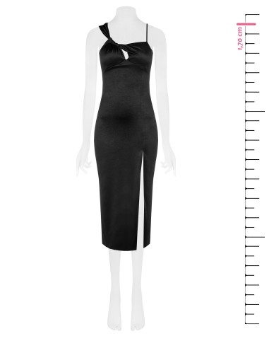 Vestido de bainha de malha brilhante com recorte no decote Rinascimento