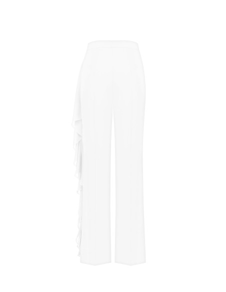 Calças Palazzo fluidas com Maxi folhos em georgette Rinascimento