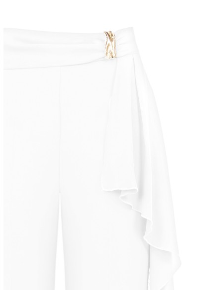 Calças Palazzo fluidas com Maxi folhos em georgette Rinascimento