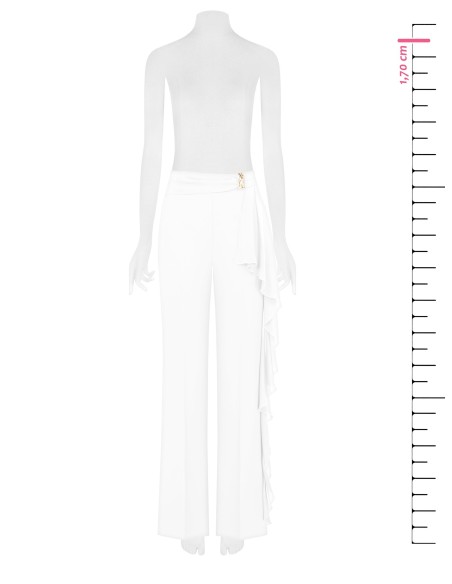 Calças Palazzo fluidas com Maxi folhos em georgette Rinascimento