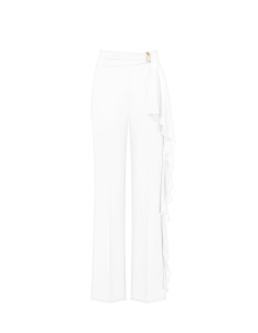 Calças Palazzo fluidas com Maxi folhos em georgette Rinascimento