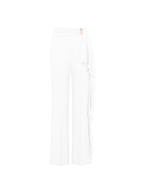 Calças Palazzo fluidas com Maxi folhos em georgette Rinascimento