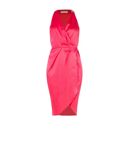 Vestido curto de cetim com carteira Ligeiramente Ruched Rinascimento