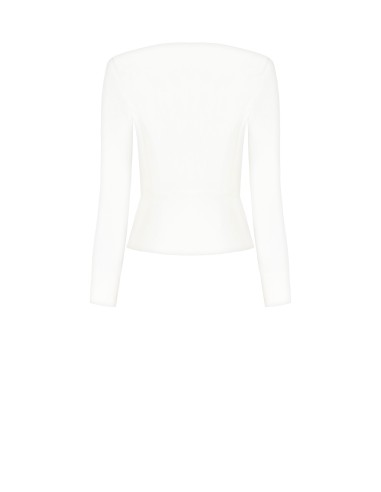 Casaco curto em tecido técnico com dragonas e fecho de correr central Rinascimento