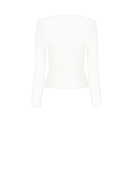 Casaco curto em tecido técnico com dragonas e fecho de correr central Rinascimento