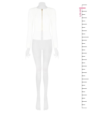 Casaco curto em tecido técnico com dragonas e fecho de correr central Rinascimento