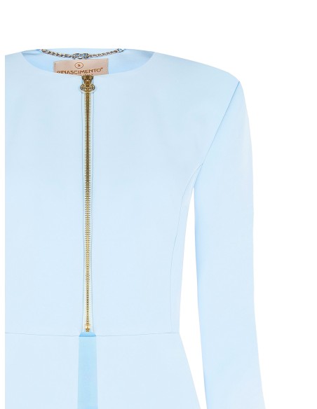 Casaco curto em tecido técnico com dragonas e fecho de correr central Rinascimento