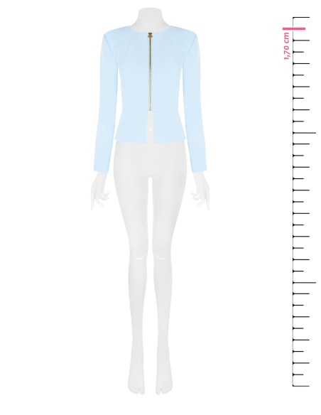 Casaco curto em tecido técnico com dragonas e fecho de correr central Rinascimento