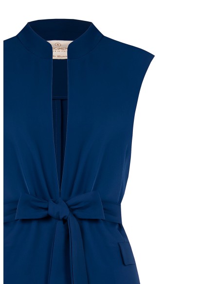 Blazer aberto sem mangas em tecido fluido com cinto coordenado Rinascimento