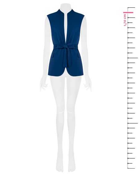 Blazer aberto sem mangas em tecido fluido com cinto coordenado Rinascimento