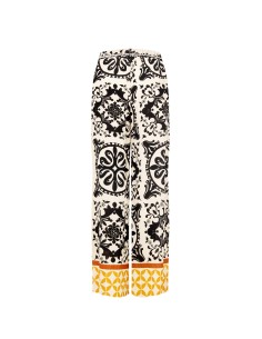 Calças largas de viscose com efeito enrugado, cinto a condizer e elástico nas costas Rinascimento 2