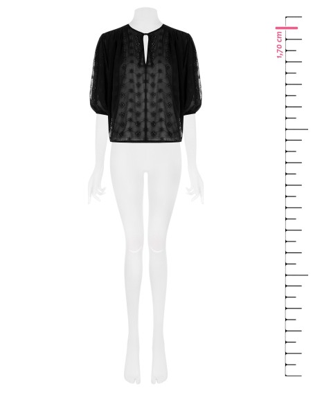 Blusa curta e larga de georgette bordada a flores Rinascimento