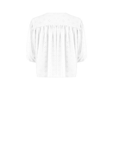 Blusa curta e larga de georgette bordada a flores Rinascimento