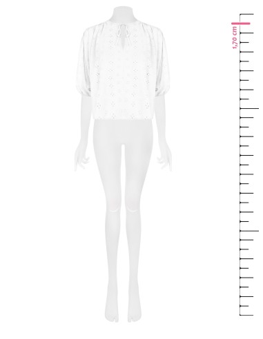 Blusa curta e larga de georgette bordada a flores Rinascimento