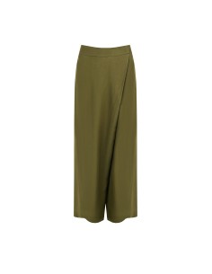 Calças palazzo extra largas em mistura de viscose e linho com bolsos e elástico nas costas Rinascimento 2