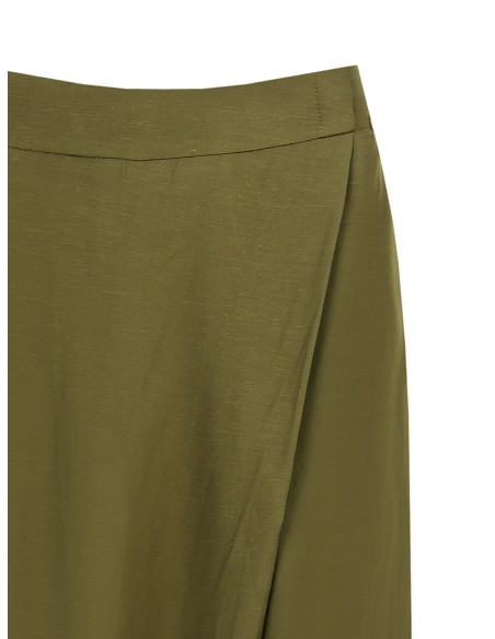 Calças palazzo extra largas em mistura de viscose e linho com bolsos e elástico nas costas Rinascimento