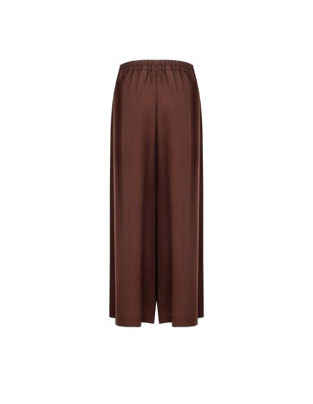 Calças palazzo extra largas em mistura de viscose e linho com bolsos e elástico nas costas Rinascimento