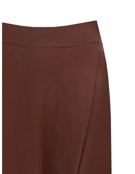 Calças palazzo extra largas em mistura de viscose e linho com bolsos e elástico nas costas Rinascimento