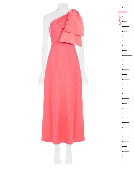 Vestido comprido de nylon com um ombro só e laço Rinascimento
