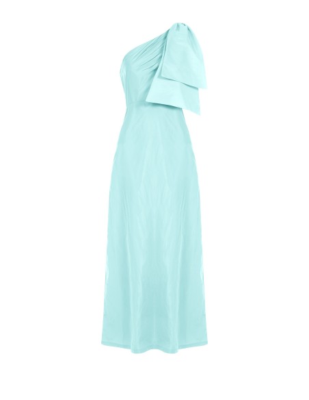 Vestido comprido de nylon com um ombro só e laço Rinascimento