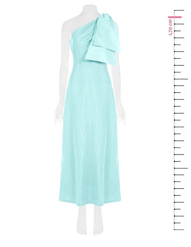 Vestido comprido de nylon com um ombro só e laço Rinascimento
