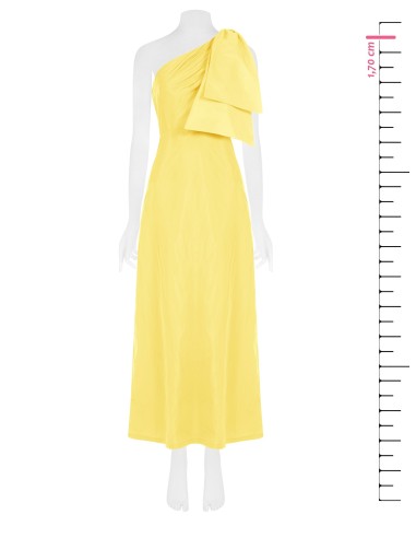 Vestido comprido de nylon com um ombro só e laço Rinascimento
