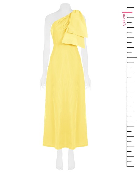 Vestido comprido de nylon com um ombro só e laço Rinascimento