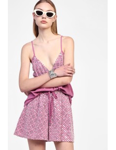 Calções com padrões e cinto Dixie