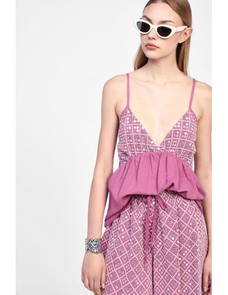 Top com alças e decote em V Dixie