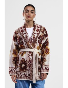 Casaco de malha com cinto e padrão floral Dixie