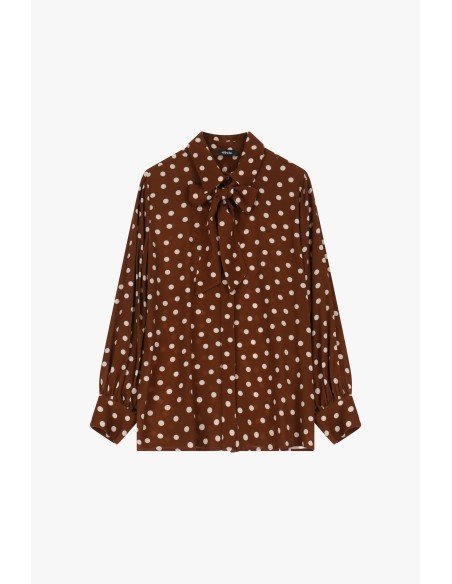 Camisa às bolinhas com laço decorativo Dixie