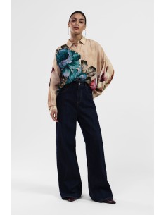 Calças de ganga de cintura alta e perna larga Dixie