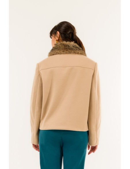 Casaco com gola de pele Kontatto