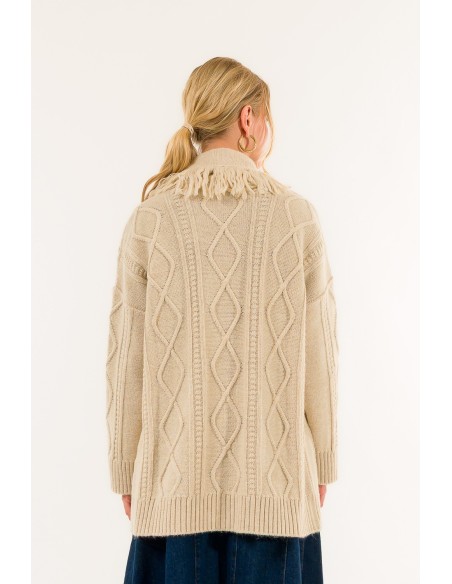 Casaco de malha com franjas Kontatto