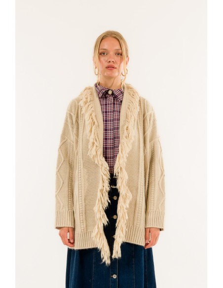 Casaco de malha com franjas Kontatto