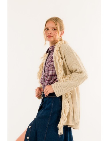 Casaco de malha com franjas Kontatto