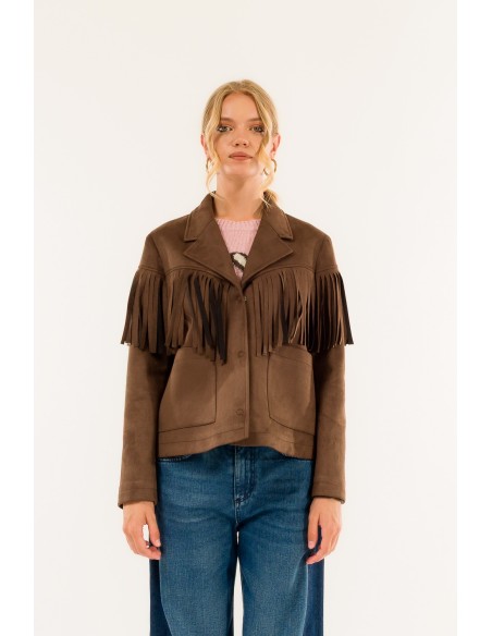 Casaco de camurça com franjas Kontatto