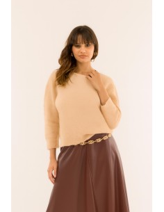 Manga três quartos com gola redonda Kontatto